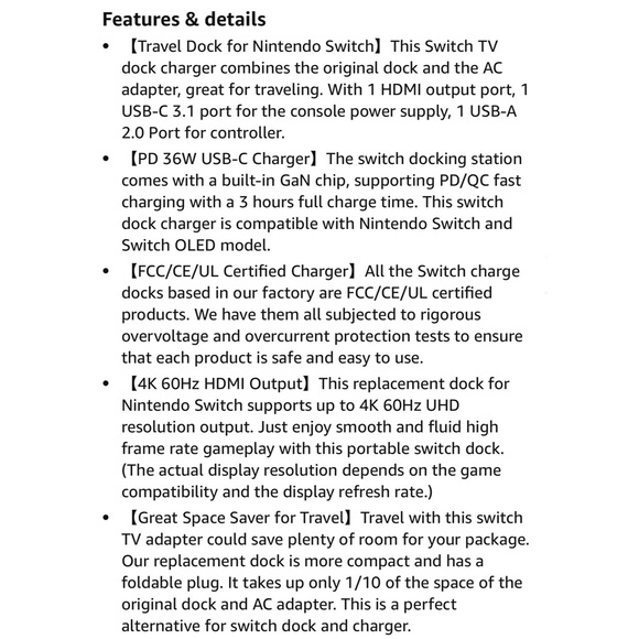 Portable Dock Charger Adapter Switch Accessory PD 36W USB C 4K 60Hz HDMI - Picture 6 of 11